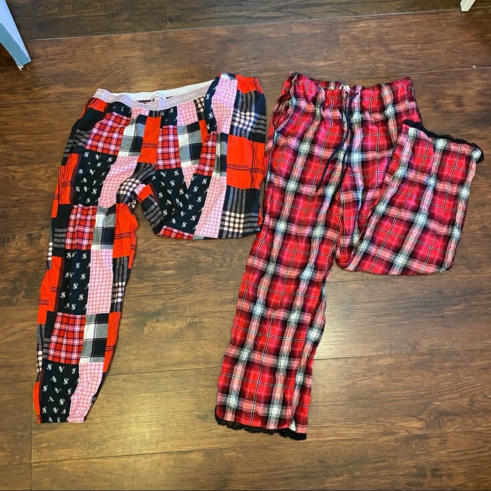 Two pairs of red Victoria Secret pajama bottoms- size large